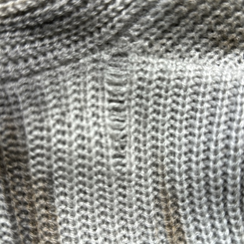 Gray Grommet Open Front Cardigan | Asymmetrical Knit Sweater Boho Style - Picture 6 of 11